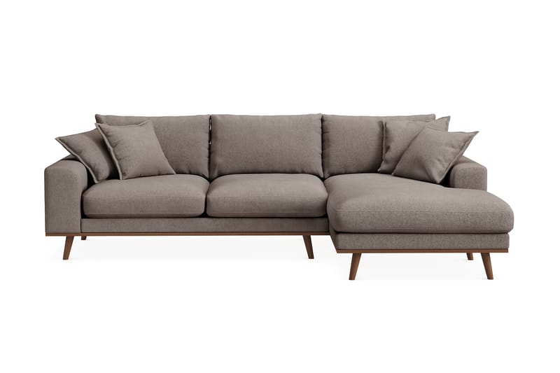 Copenhagen Premium 4-seters Høyrevendt L-formet Dyp Divansofa i Stof, Brun