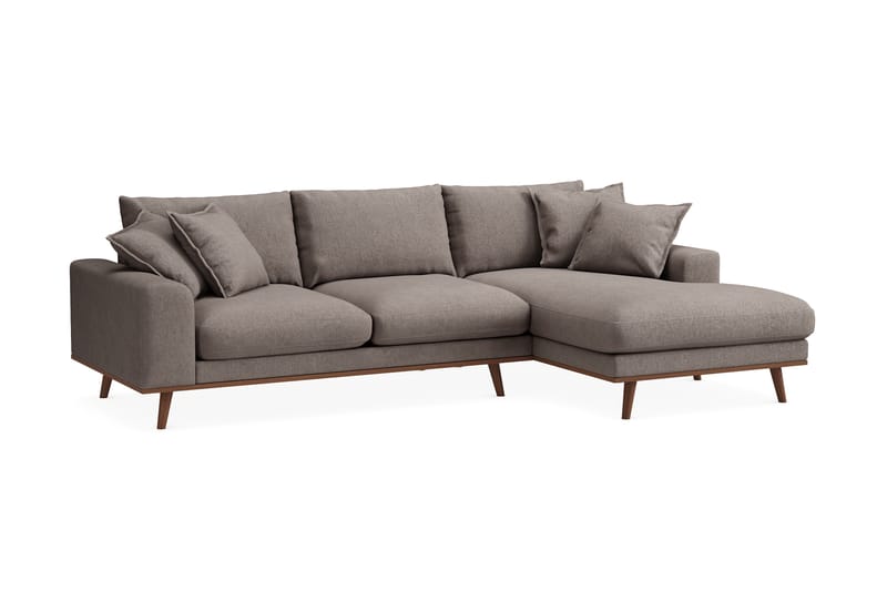 Copenhagen Premium 4-seters Høyrevendt L-formet Dyp Divansofa i Stof - Brun - Møbler - Sofaer - Sofa med chaiselong