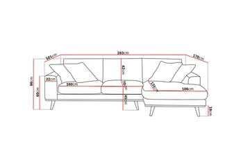 Copenhagen Premium 4-seters Høyrevendt L-formet Dyp Divansofa i Stof - Mørkebrun - Møbler - Sofaer - Sofa med chaiselong