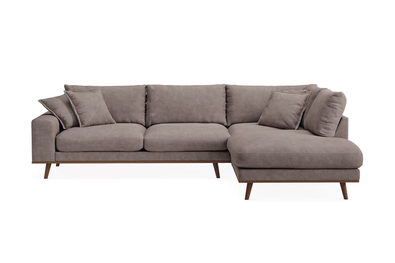 Copenhagen Premium 4-seters Høyrevendt L-formet Dyp Sjeselongsofa i Stof - Brun - Møbler - Sofaer - Sofa med chaiselong