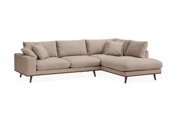 Copenhagen Premium 4-seters Høyrevendt L-formet Dyp Sjeselongsofa i Stof - Lysebrun - Møbler - Sofaer - Sofa med chaiselong