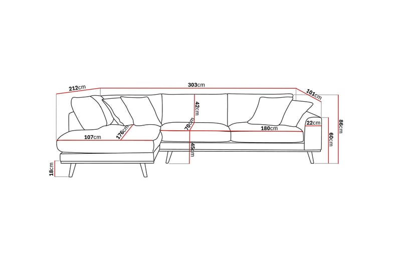 Copenhagen Premium 4-seters Venstrevendt L-formet Dyp Sjeselongsofa i Stof - Mørkebrun - Møbler - Sofaer - Sofa med chaiselong