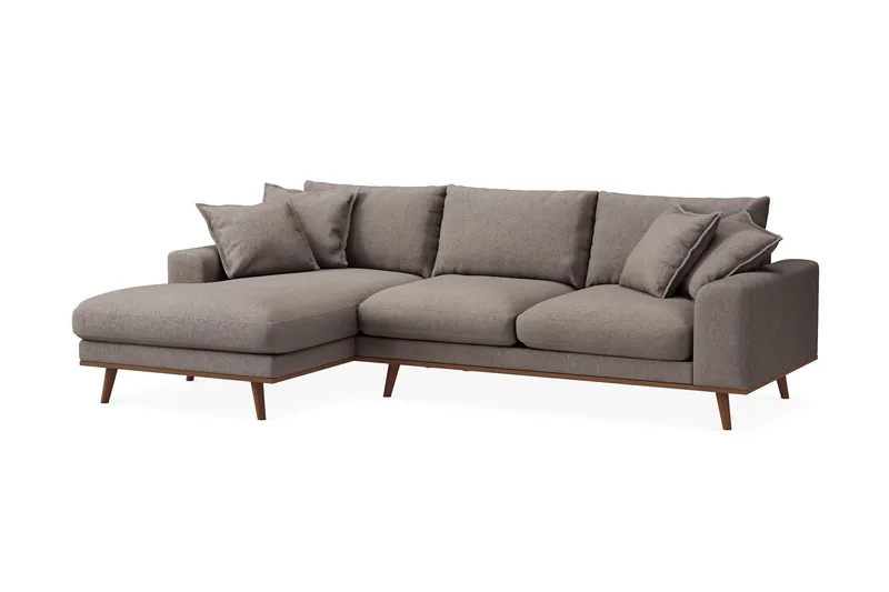 Copenhagen Premium 4-seters Venstrevendt L-formet Dyp Divansofa i Stof - Brun - Møbler - Sofaer - Sofa med chaiselong