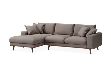 Copenhagen Premium 4-seters Venstrevendt L-formet Dyp Divansofa i Stof - Brun - Møbler - Sofaer - Sofa med chaiselong
