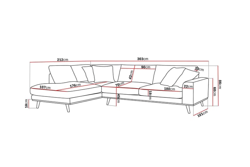 Copenhagen Premium 4-seters Venstrevendt L-formet Dyp Sjeselongsofa i Stof - Mørkebrun - Møbler - Sofaer - Sofa med chaiselong