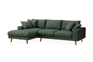 Copenhagen Premium 4-seters Venstrevendt L-formet Dyp Divansofa i Stof - Grøn - Møbler - Sofaer - Sofa med chaiselong