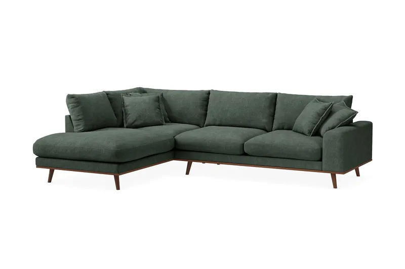 Copenhagen Premium 4-seters Venstrevendt L-formet Dyp Sjeselongsofa i Stof - Grøn - Møbler - Sofaer - Sofa med chaiselong