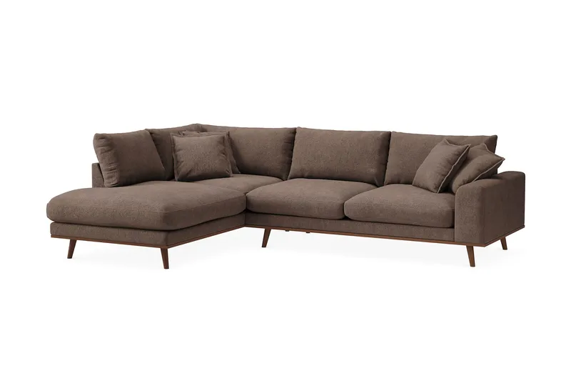 Copenhagen Premium 4-seters Venstrevendt L-formet Dyp Sjeselongsofa i Stof - Mørkebrun - Møbler - Sofaer - Sofa med chaiselong