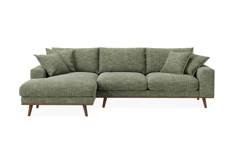 Copenhagen Premium 4-seters Venstrevendt L-formet Dyp Divansofa i Chenille, Grønn