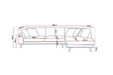 Copenhagen Premium 4-seters Høyrevendt L-formet Dyp Sjeselongsofa i Stof - Lysebrun - Møbler - Sofaer - Sofa med chaiselong