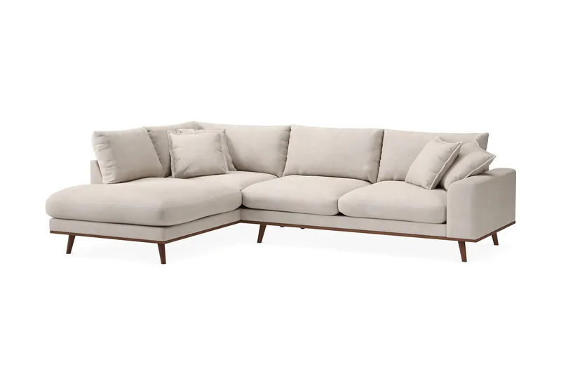 Copenhagen Premium 4-seters Venstrevendt L-formet Dyp Sjeselongsofa i Stof - Beige - Møbler - Sofaer - Sofa med chaiselong