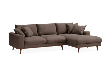 Copenhagen Premium 4-seters Høyrevendt L-formet Dyp Divansofa i Stof - Mørkebrun - Møbler - Sofaer - Sofa med chaiselong