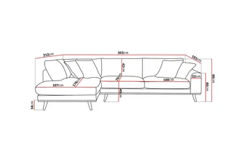 Copenhagen Premium 4-seters Venstrevendt L-formet Dyp Sjeselongsofa i Stof - Beige - Møbler - Sofaer - Sofa med chaiselong