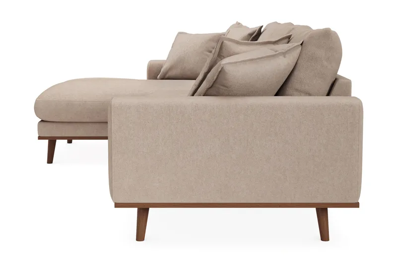 Copenhagen Premium 4-seters Venstrevendt L-formet Dyp Divansofa i Stof - Lysebrun - Møbler - Sofaer - Sofa med chaiselong