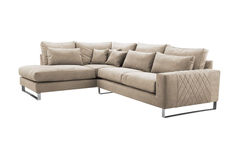 Corneliano 3-personers hjørnesofa - Beige - Sofa med chaiselong - 3 personers sofa med chaiselong