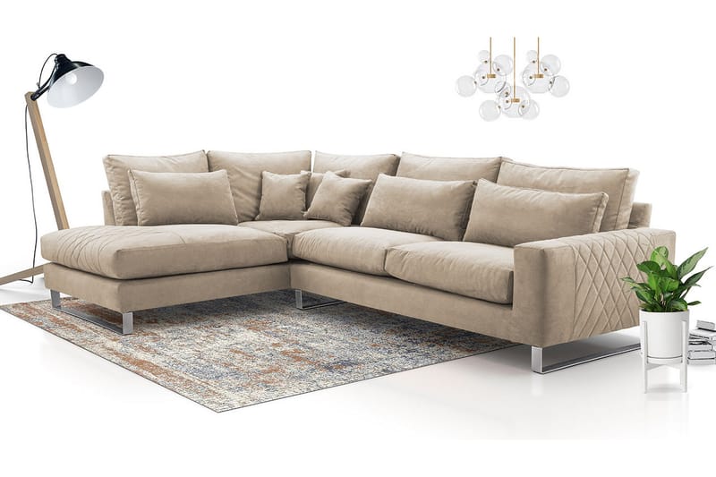 Corneliano 3-personers hjørnesofa - Beige - Møbler - Sofaer - Sofa med chaiselong