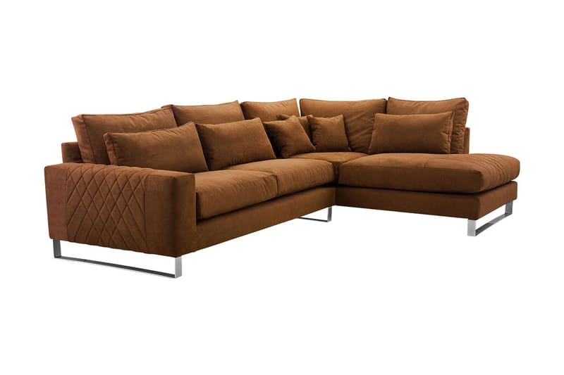 Corneliano 3-personers hjørnesofa - Brun - Sofa med chaiselong - 3 personers sofa med chaiselong