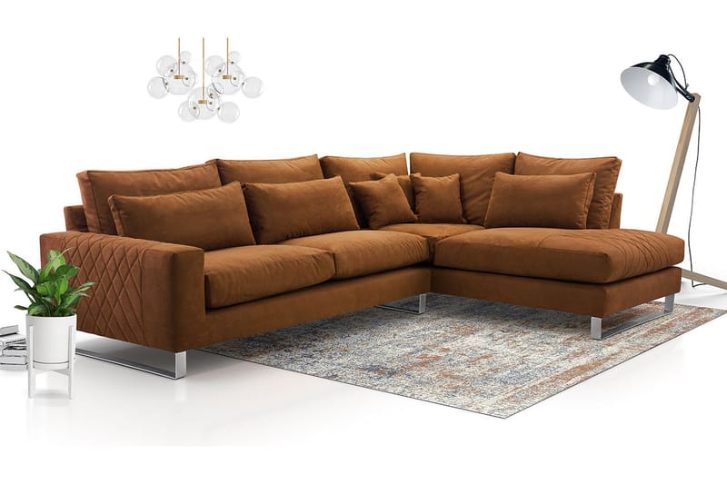 Corneliano 3-personers hjørnesofa - Brun - Møbler - Sofaer - Sofa med chaiselong