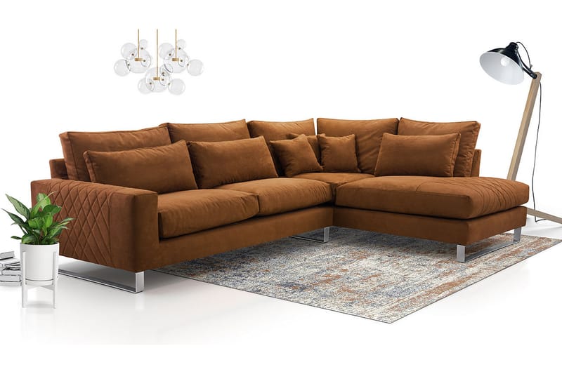 Corneliano 3-personers hjørnesofa - Brun - Sofa med chaiselong - 3 personers sofa med chaiselong