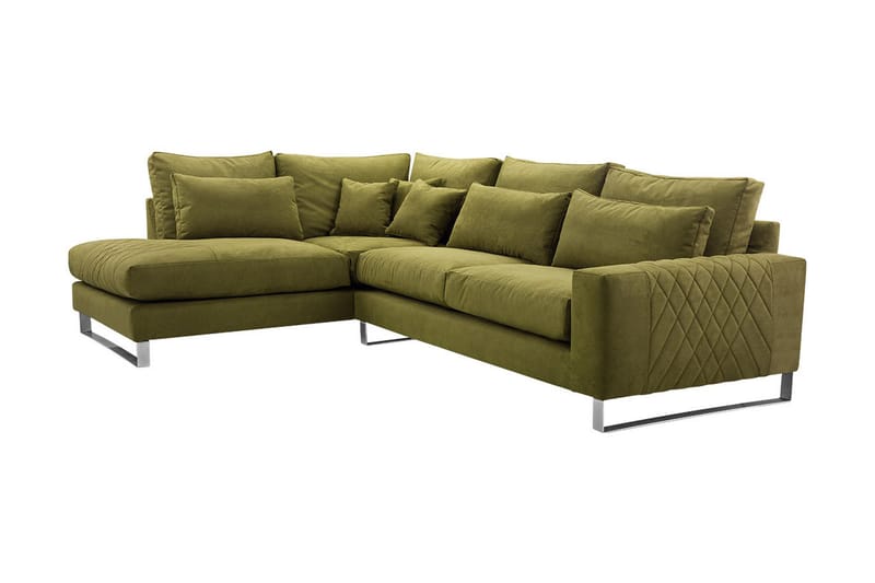Corneliano 3-personers hjørnesofa - Grøn - Sofa med chaiselong - 3 personers sofa med chaiselong