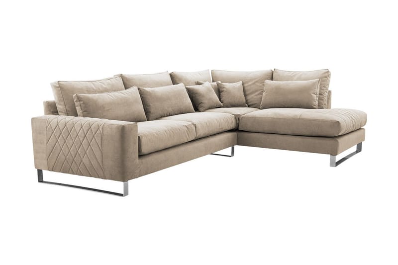 Corneliano 3-personers hjørnesofa - Beige - Sofa med chaiselong - 3 personers sofa med chaiselong