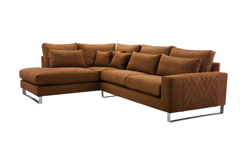 Corneliano 3-personers hjørnesofa - Brun - Sofa med chaiselong - 3 personers sofa med chaiselong