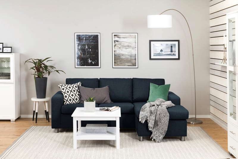 Crazy 3-personers Vendbar L-formet Chaiselongsofa i Stof - Blå - Møbler - Sofaer - Sofa med chaiselong