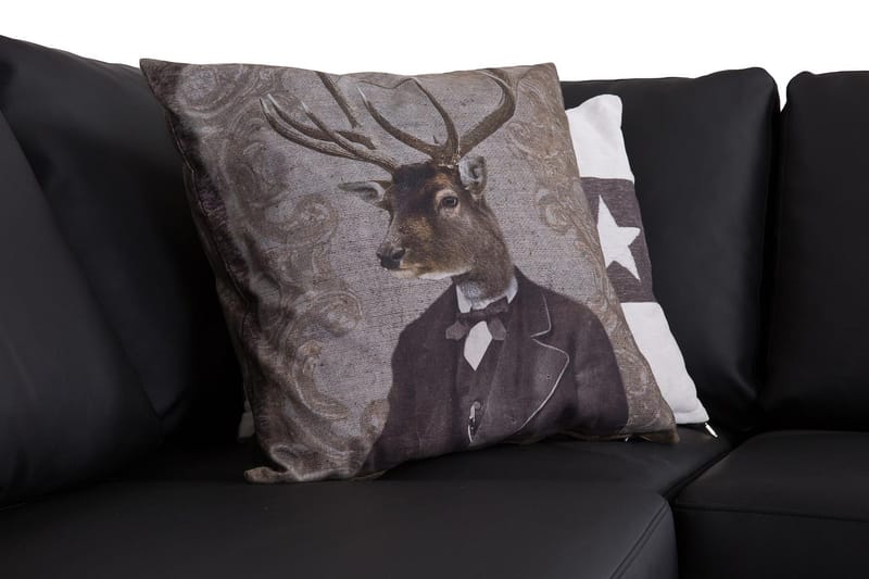 Crazy 3-personers Højrevendt L-formet Chaiselongsofa i Kunstlæder - Sort - Møbler - Sofaer - Sofa med chaiselong - 2-personer sofa med chaiselong