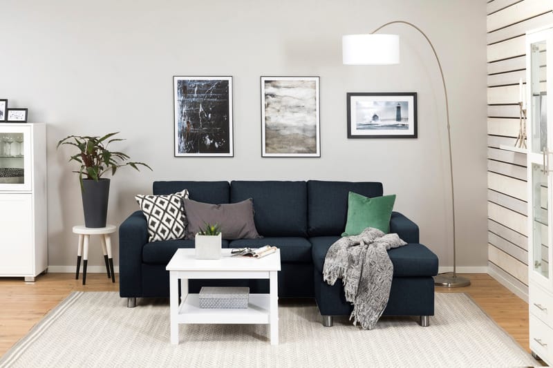 Crazy 3-personers Vendbar L-formet Chaiselongsofa i Stof - Blå - Møbler - Sofaer - Sofa med chaiselong - 3 personers sofa med chaiselong