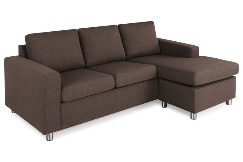 Crazy 3-personers Vendbar L-formet Chaiselongsofa i Stof - Brun - Møbler - Sofaer - Sofa med chaiselong