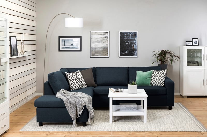 Crazy 3-personers Venstrevendt L-formet Chaiselongsofa i Stof - Blå - Møbler - Sofaer - Sofa med chaiselong