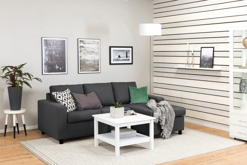 Crazy 3-personers Vendbar L-formet Chaiselongsofa i Stof - Mørkegrå - Møbler - Sofaer - Sofa med chaiselong - 3 personers sofa med chaiselong