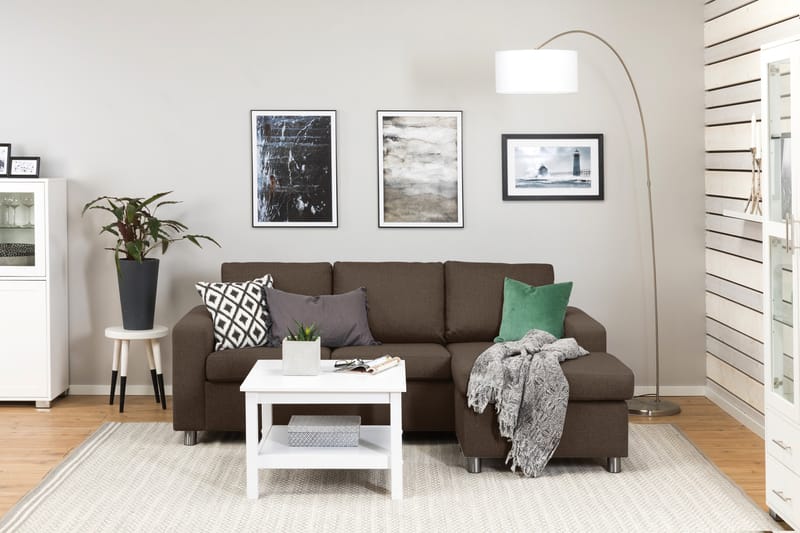 Crazy 3-personers Vendbar L-formet Chaiselongsofa i Stof - Brun - Møbler - Sofaer - Sofa med chaiselong