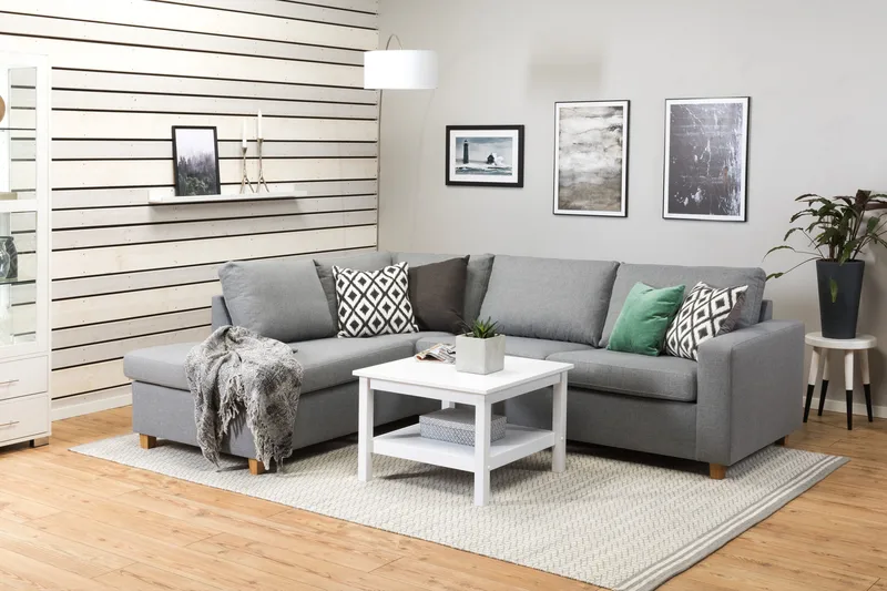 Crazy 3-personers Venstrevendt L-formet Chaiselongsofa i Stof - Grå - Møbler - Sofaer - Sofa med chaiselong - 3 personers sofa med chaiselong