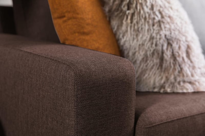 Crazy 3-personers Vendbar L-formet Chaiselongsofa i Stof - Brun - Møbler - Sofaer - Sofa med chaiselong - 3 personers sofa med chaiselong