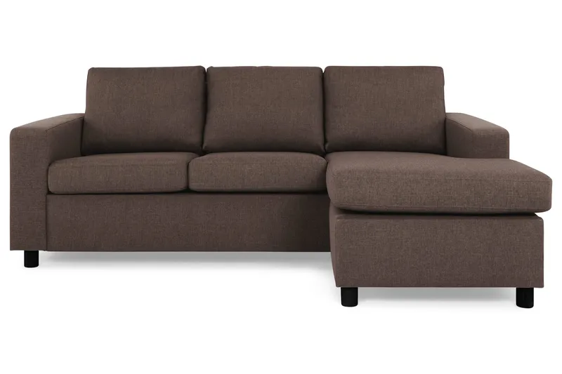 Crazy 3-personers Vendbar L-formet Chaiselongsofa i Stof, Brun