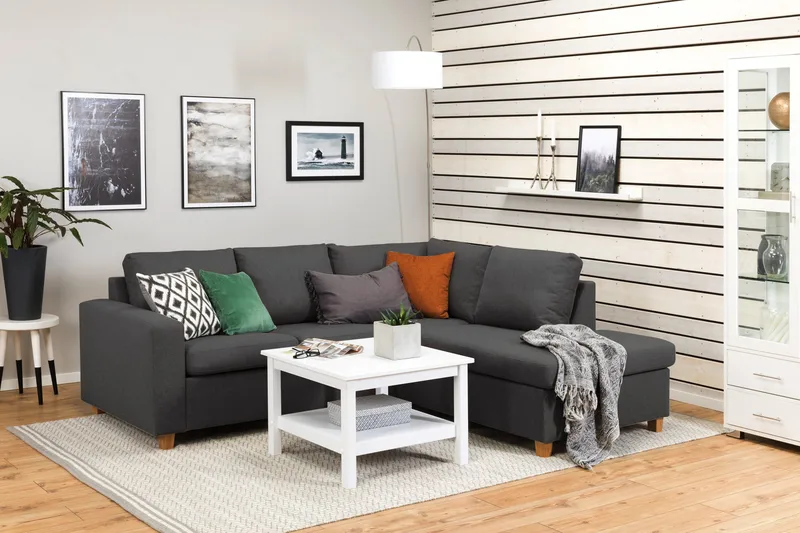 Crazy 3-personers Højrevendt L-formet Chaiselongsofa i Stof - Mørkegrå - Møbler - Sofaer - Sofa med chaiselong - 2-personer sofa med chaiselong