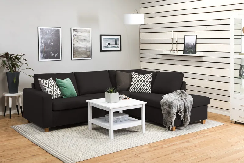 Crazy 3-personers Højrevendt L-formet Chaiselongsofa i Stof - Antracit - Møbler - Sofaer - Sofa med chaiselong - 3 personers sofa med chaiselong