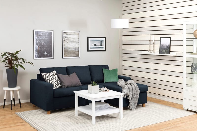 Crazy 3-personers Vendbar L-formet Chaiselongsofa i Stof - Blå - Møbler - Sofaer - Sofa med chaiselong - 3 personers sofa med chaiselong