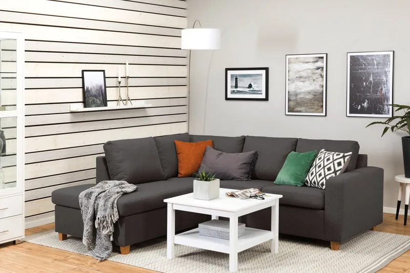 Crazy 3-personers Venstrevendt L-formet Chaiselongsofa i Stof - Mørkegrå - Møbler - Sofaer - Sofa med chaiselong - 2-personer sofa med chaiselong