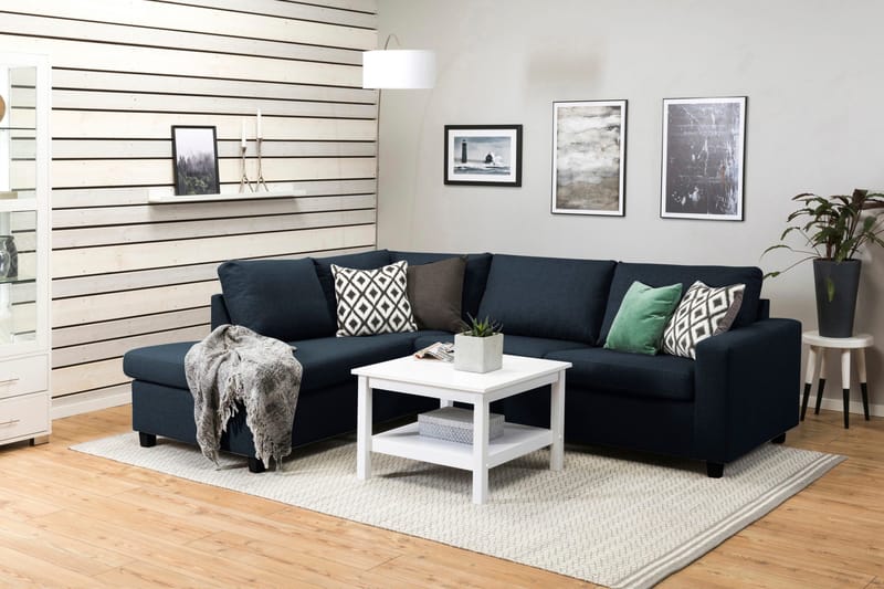 Crazy 3-personers Venstrevendt L-formet Chaiselongsofa i Stof - Blå - Møbler - Sofaer - Sofa med chaiselong