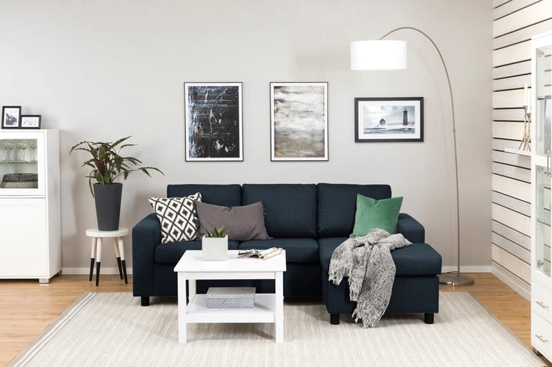 Crazy 3-personers Vendbar L-formet Chaiselongsofa i Stof - Blå - Møbler - Sofaer - Sofa med chaiselong