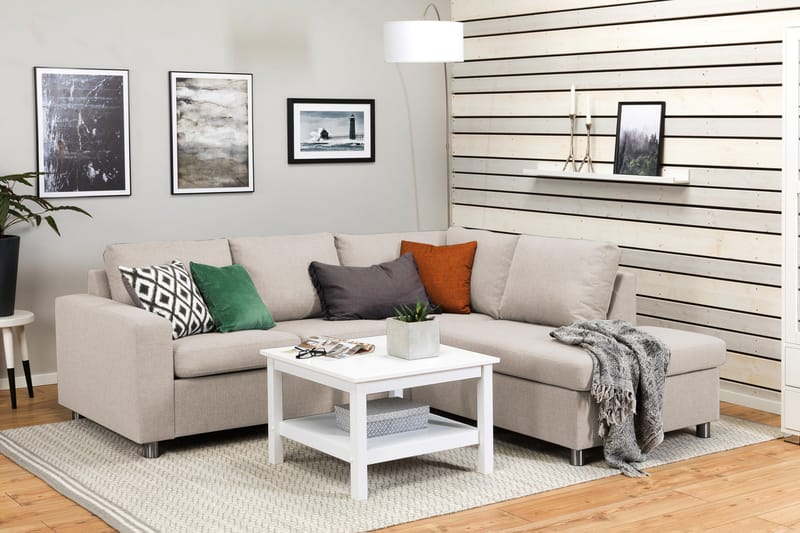 Crazy 3-personers Højrevendt L-formet Chaiselongsofa i Stof - Beige - Møbler - Sofaer - Sofa med chaiselong