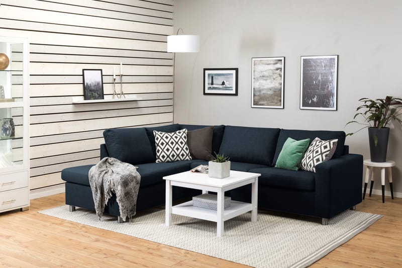 Crazy 3-personers Venstrevendt L-formet Chaiselongsofa i Stof - Blå - Møbler - Sofaer - Sofa med chaiselong