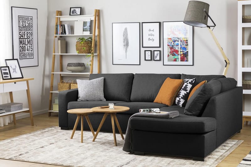 Crazy 3-personers Højrevendt L-formet Chaiselongsofa i Stof - Antracit - Møbler - Sofaer - Sofa med chaiselong