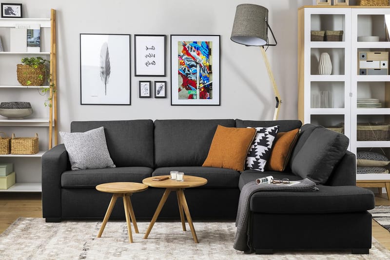 Crazy 3-personers Højrevendt L-formet Chaiselongsofa i Stof - Antracit - Møbler - Sofaer - Sofa med chaiselong