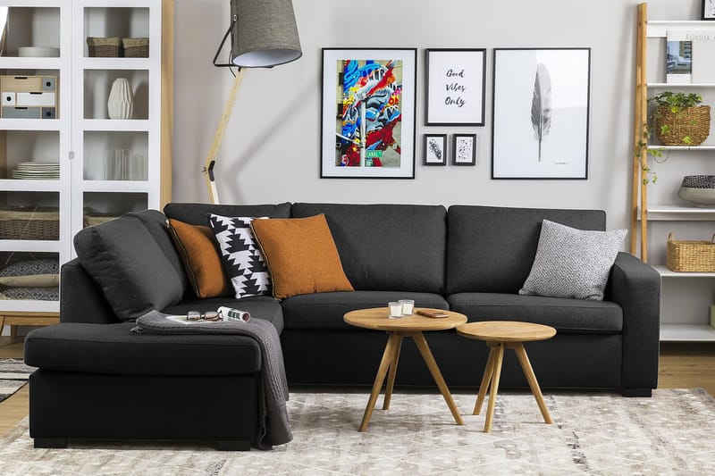 Crazy 3-personers Venstrevendt L-formet Chaiselongsofa i Stof - Antracit - Møbler - Sofaer - Sofa med chaiselong