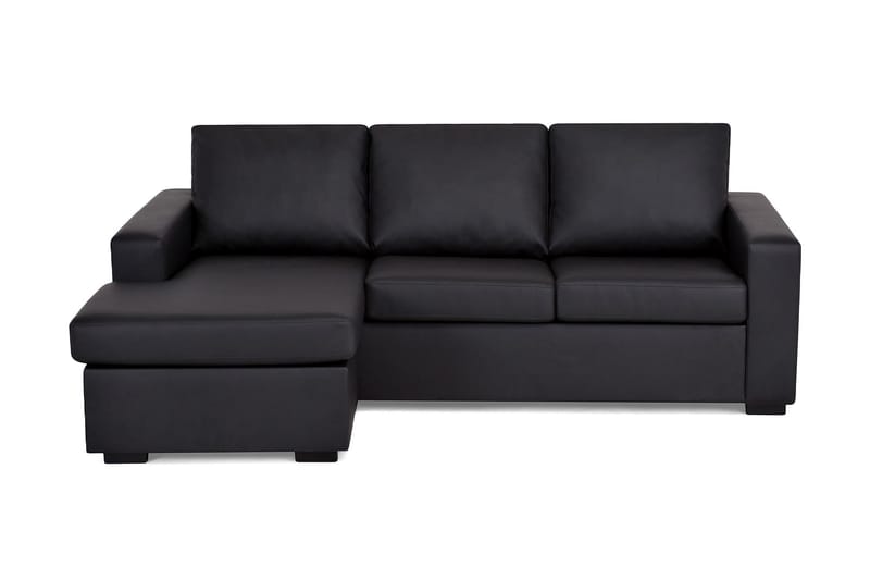 Crazy 3-personers Vendbar L-formet Chaiselongsofa i Kunstlæder - Sort - Møbler - Sofaer - Sofa med chaiselong