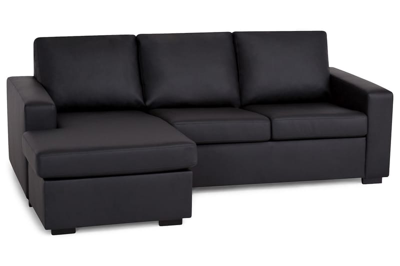 Crazy 3-personers Vendbar L-formet Chaiselongsofa i Kunstlæder - Sort - Møbler - Sofaer - Sofa med chaiselong