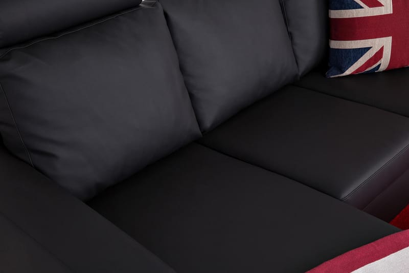 Crazy 3-personers Vendbar L-formet Chaiselongsofa i Kunstlæder - Sort - Møbler - Sofaer - Sofa med chaiselong